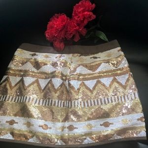Mini sequined skirt gold/silver/bronzed